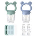 2 Pack Silicone Baby Fruit Feeder with Mini Freezer Tray