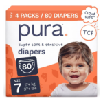 Pura Baby Diapers Size 7 (37+ lbs) 80 Count Sensitive Skin
