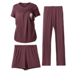 Rnxrbb 3 Piece Maternity Nursing Pajamas Set