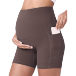 POSHDIVAH Maternity Biker Shorts Over the Belly