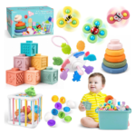 Plunack Montessori Baby Toys 6 in 1 Sensory Developmental Learning Set