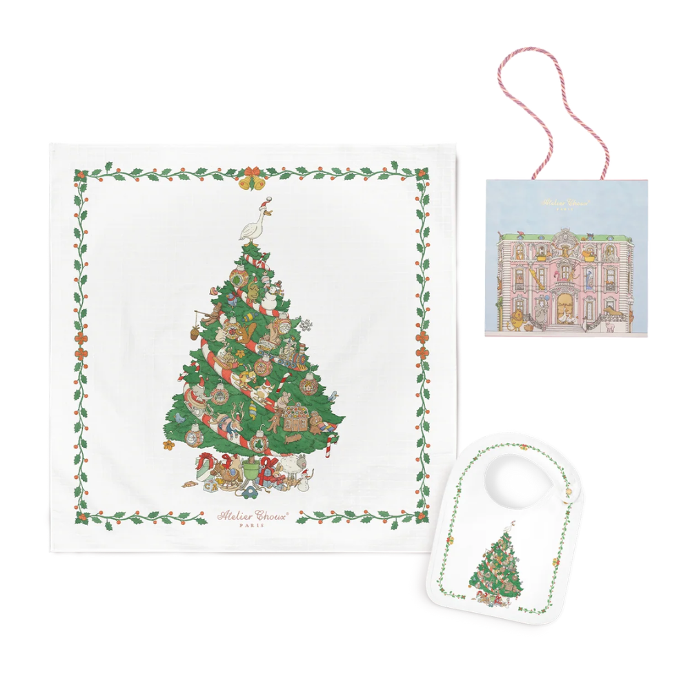Untitled design - 2026-07-31T103700.449 Carré & Satin Bib Set - Christmas - Image 1