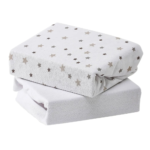 Baby Elegance - Jersey Sheets Moses/Pram - Pack Of 2 - Grey Star (Exclusive)