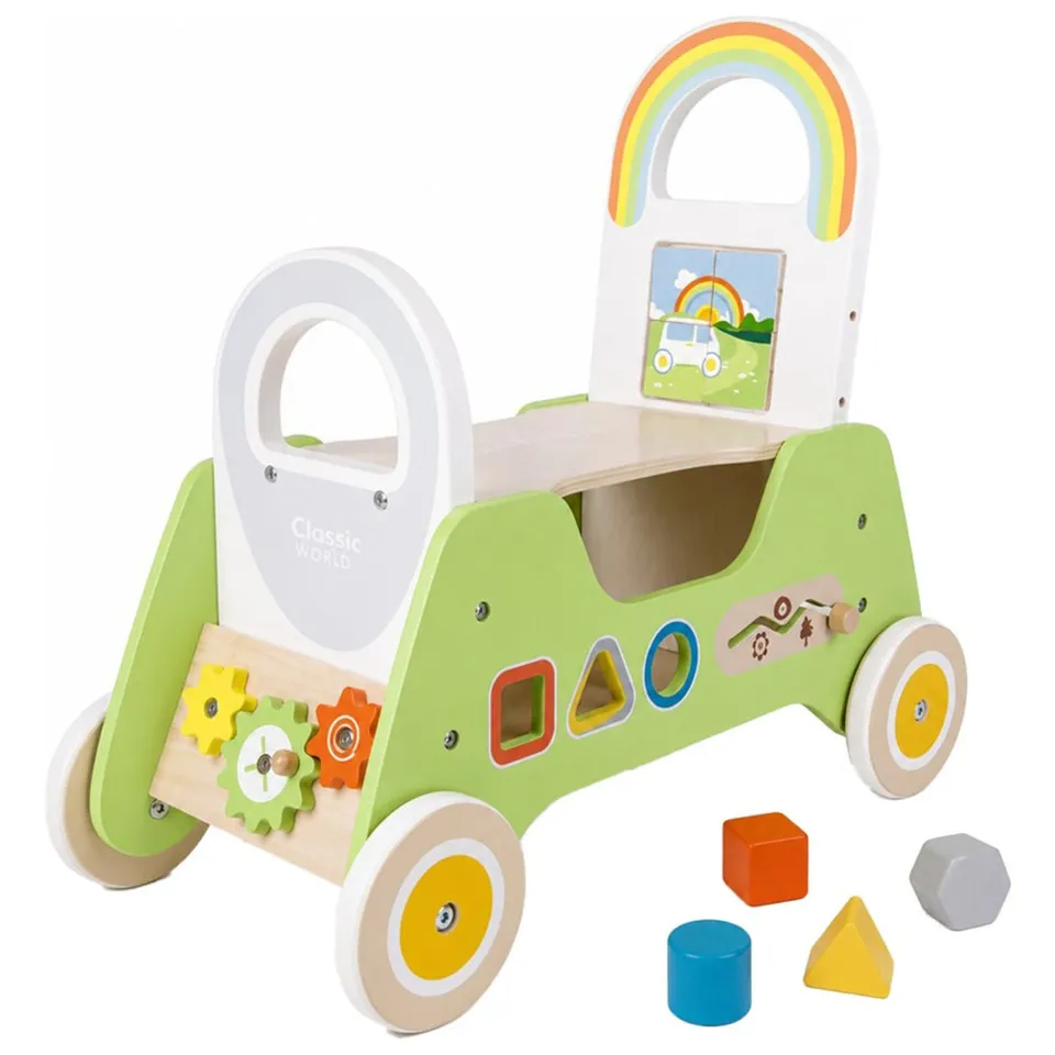 Classic World 2-in-1 Wooden Baby Walker & Rider _ Toddler Ride-On Developmental Toy _ 18 Months+ (5) Classic World 2-in-1 Wooden Baby Walker & Rider - Image 1