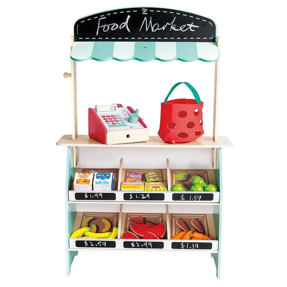 Hape Wooden Farmers Market Stall Playset With Accessories Hape Wooden Farmers Market Stall Playset With Accessories - Image 1