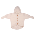 Baby jacket with hood and extended back