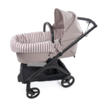 CARRYCOT COVER DUAL + CARRYCOT FITTED SHEET CHERRY STRIPS