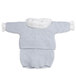 TRICOT JERSEY + BLOOMERS + BODYSUIT BAMBULA BLUE 0-1M