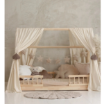 Canopy "Raw Cotton" over the house bed, Kids bedroom decor